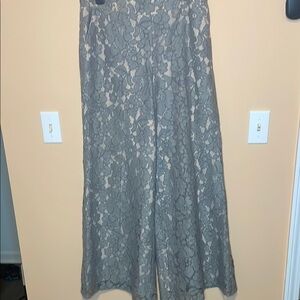 Elegant Lace Wide-Leg Pants - Gray
